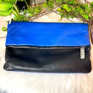 Brighton Royal harbor Blue Black Leather Clutch